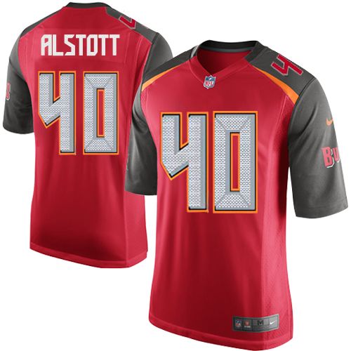 Men's Game Mike Alstott Nike Jersey Red Home - #40 NFL Tampa Bay Buccaneers